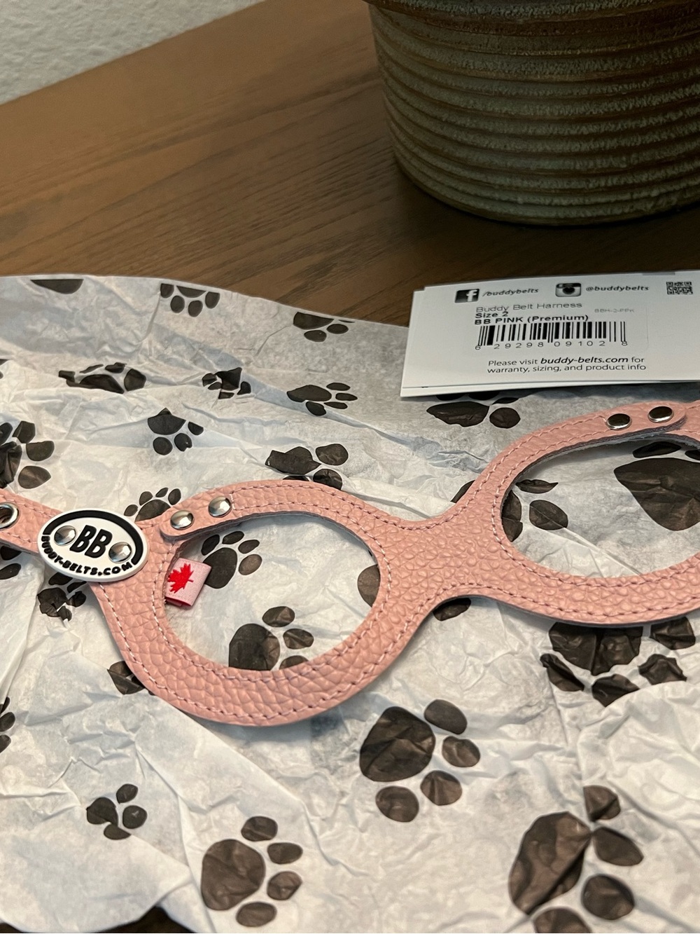 Buddy Belt Pink Premium Leather Step in Harness Size 2 NWT